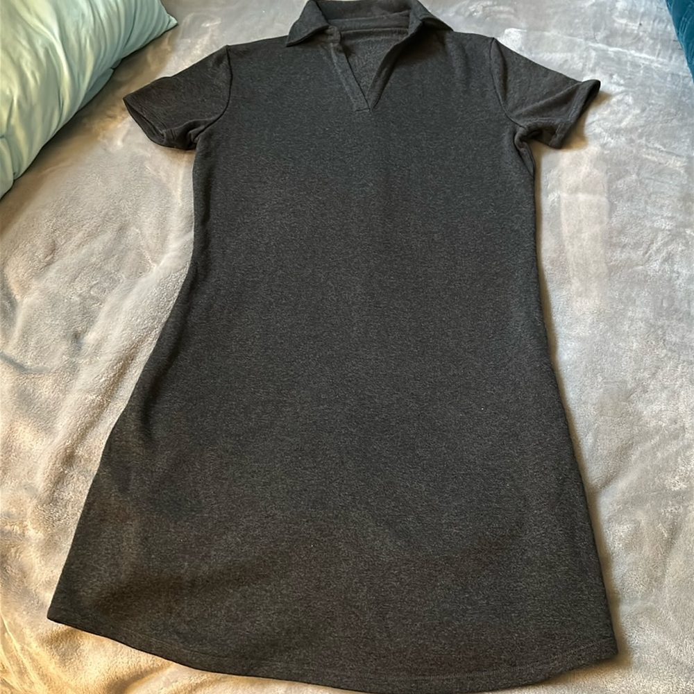 Charcoal color comfy fleece dress (knee length) size s/m